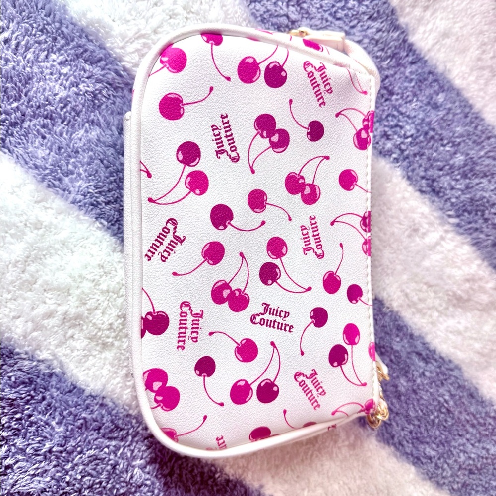 Juicy Couture White Pouch with Pink Cherry Design
